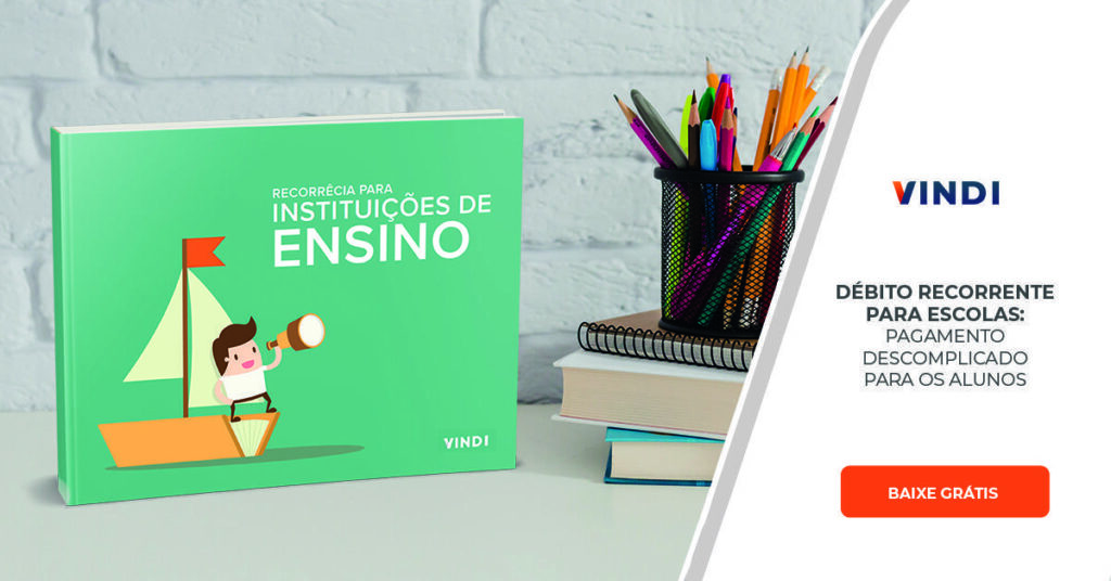 Imagem do e-book recorrência para instituições de ensino e botão para download do arquivo